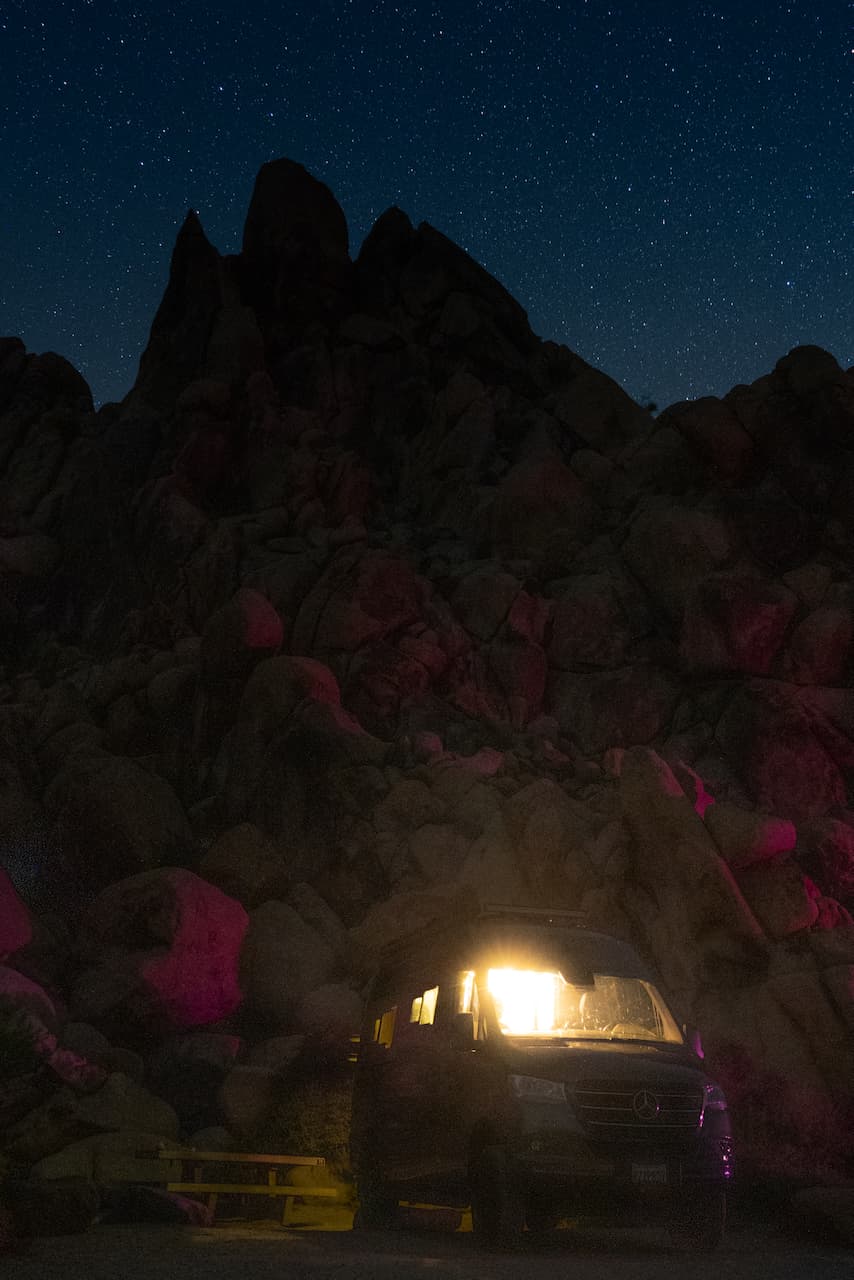 Mercedes Sprinter Van at Joshua Tree at
Night