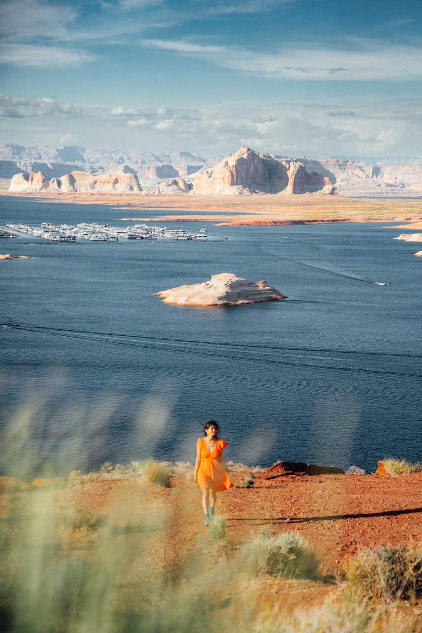 Pallavi lounging in the van at Lake Powell