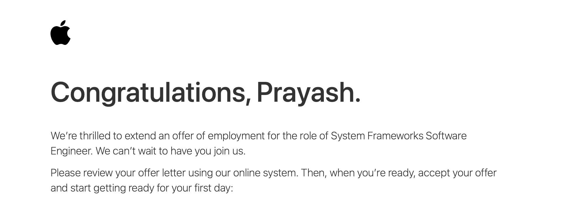 Congratulations Email